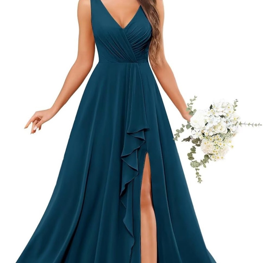 Teal Chiffon Bridesmaids Dresses - Picture 1 of 3